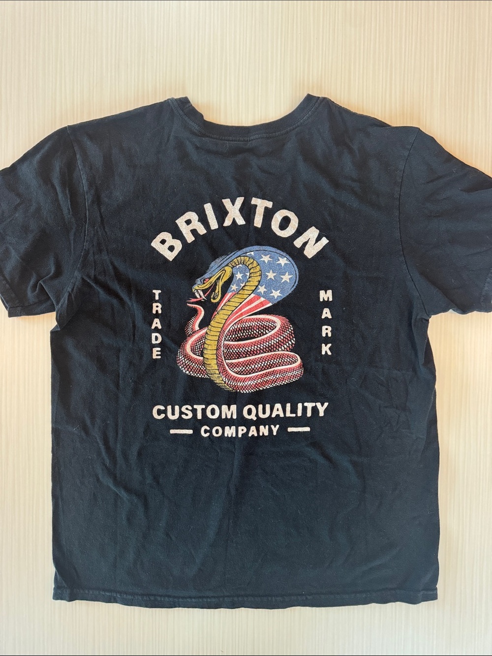 Brixton Black Tee with Red & Yellow Snake Graphic